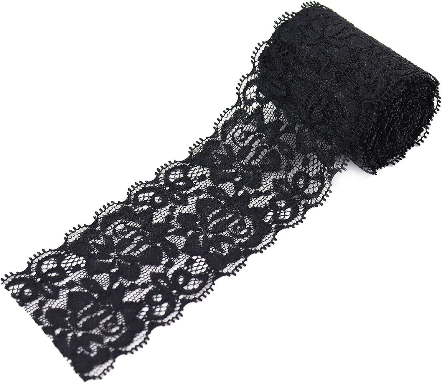 Strachy Loop Ribbon Duuclume 2.4 Inch x 10 Yards Black Lace Ribbon,Sewing Lace Trim ...