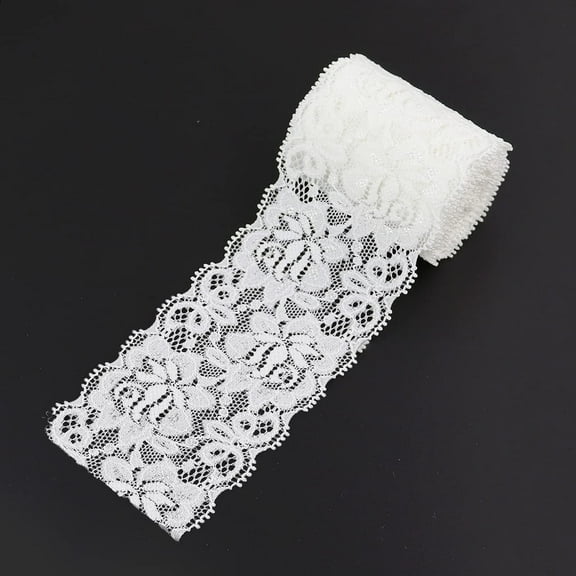 Duuclume 2.4 Inch x 10 Yards White Lace Ribbon,Sewing Lace Trim, Elastic Stretchy Lace Fabric,Perfect for Crafting,Sewing Making,Gift Wrapping and Bridal Wedding Decorations