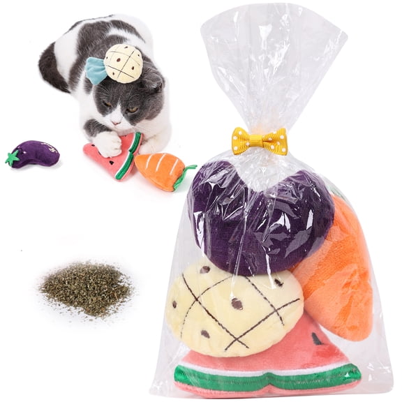 Duuclume 4 PCS a Set Catnip Toys for Cats Vegetable Chew Toys Interactive Kitten Toys