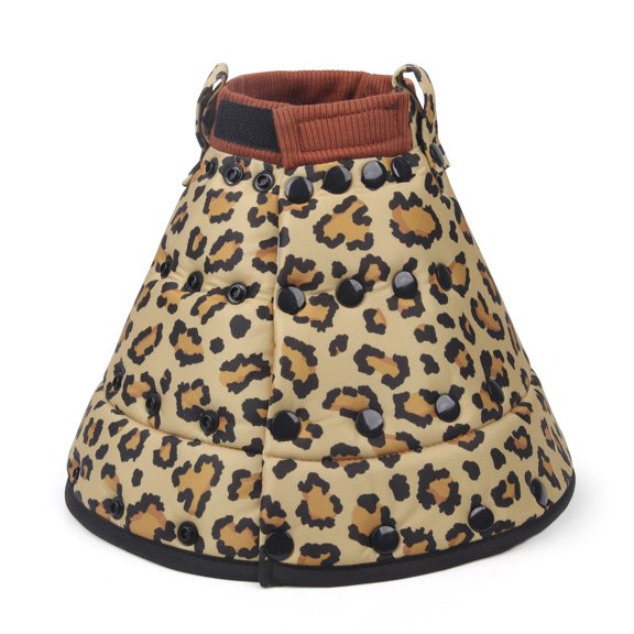 Duuclume Adjustable Dog Cat Cone, Comfortable Foldable Elizabethan Neck Collar (Yellow Leopard, XS)