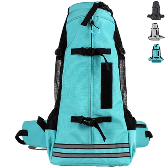 Duuclume Dog Hiking Backpack Carrier, Hands-Free Dog Travel Bags with Storage & Reflective Strips (Green,L)