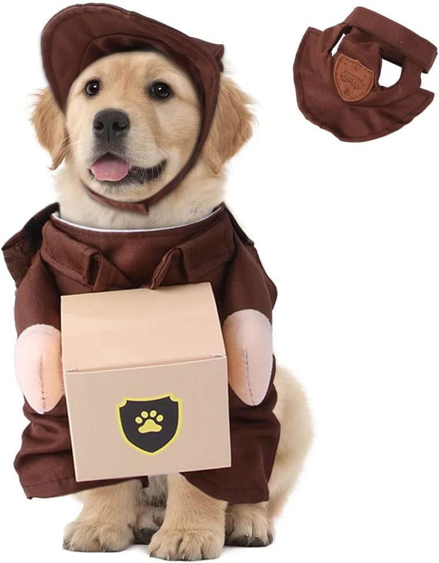 Duuclume Mailman Dog Costume Funny Delivery Guy Clothes with Cap for Kitten and Puppy for Halloween Christmas S
