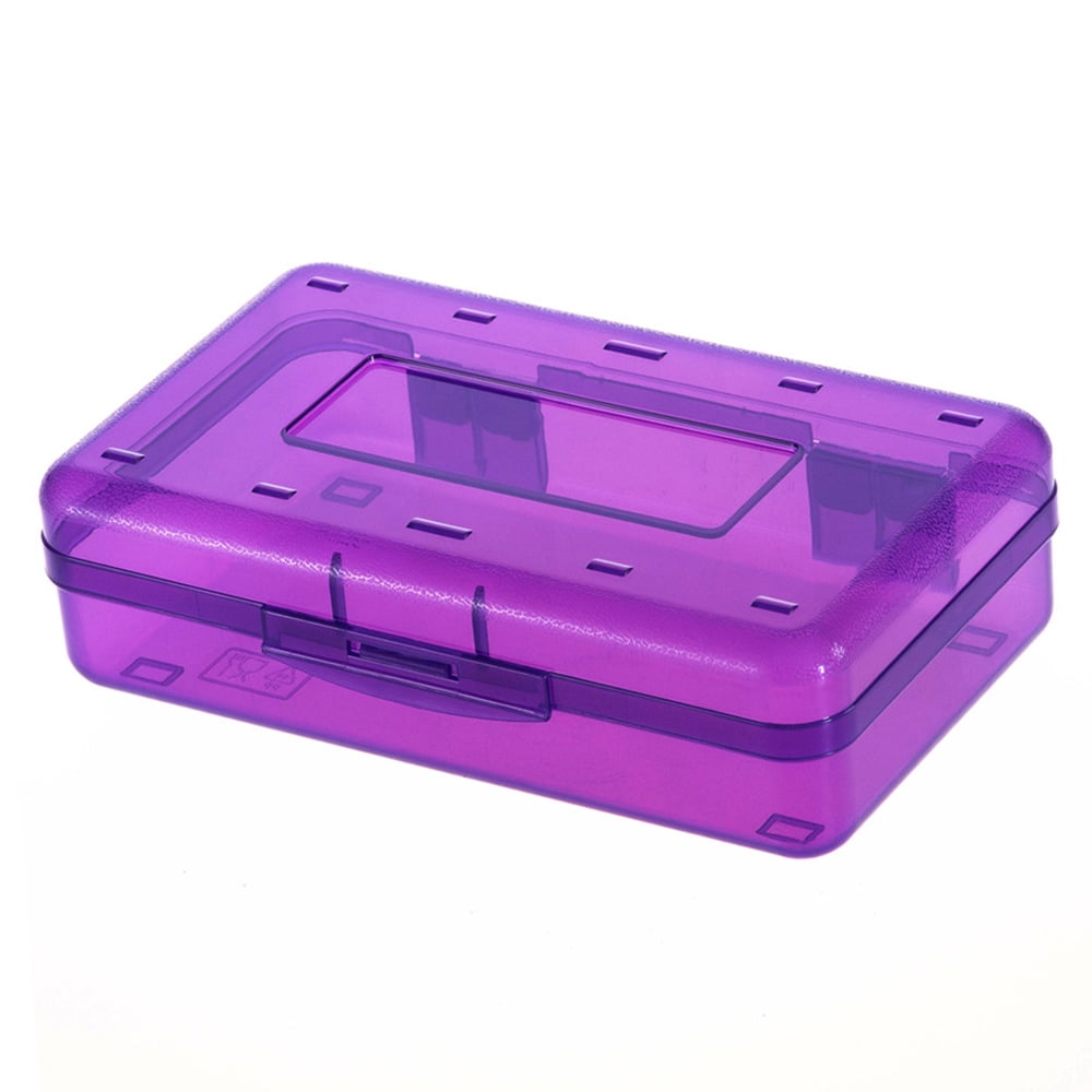 Duulaya 1 Pack Plastic Pencil Box Pencil Clear Boxes with Lid Stackable Design, Office Storage Organizer Box, 20.3*12.2*5.9cm