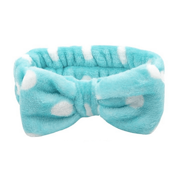 Duulaya Facial Dot Headband Women Girls Spa Microfiber Cute Turban Headband Bowknot Bow Skincare Terry Cloth Fuzzy Headbands for Washing Face Shower Bath Hair Band