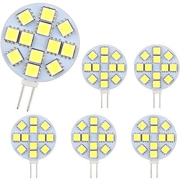 Duulaya G4 LED Bulb 2W, AC/DC12-24V, 200LM Cool White 6000K, 12x 5050SMD, 20w Halogen Bulb Equivalent, Non-Dimmable, G4 Round LED Bulb for Cabinet Light, Recessed Lighting, Pack