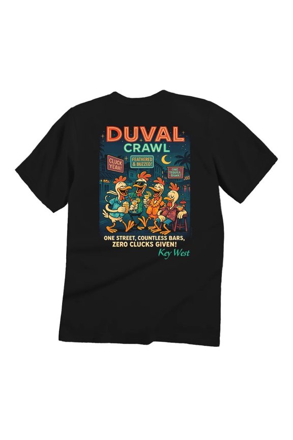 Duval Crawl Chickens - Black Short Sleeve Crewneck T-Shirt Size S-4XL