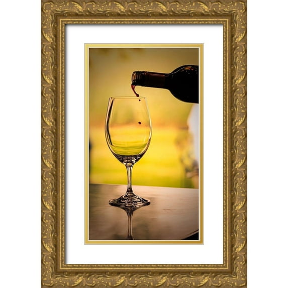 Duval, Richard 20x32 Gold Ornate Wood Framed with Double Matting Museum Art Print Titled - Washington State-Walla Walla Red wine backlit by the mid-day sun