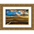 thumbnail image 1 of Duval, Richard 32x23 Gold Ornate Wood Framed with Double Matting Museum Art Print Titled - Washington State-Red Mountain Red Mountain vineyards at dusk with dramatic sky, 1 of 4