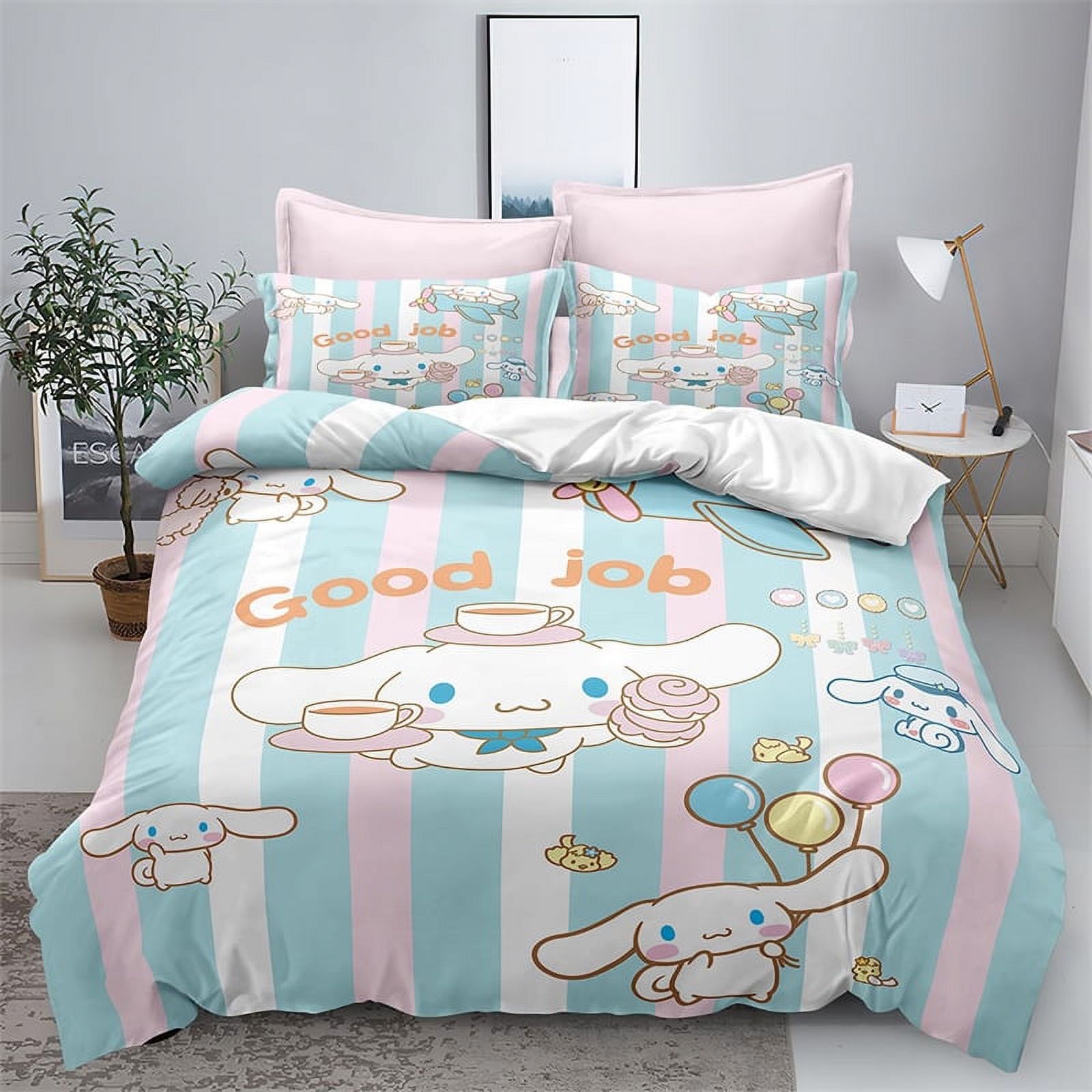 Duvet Cover 2/3 Piece Set Cute Cinnamoroll Bedding Set Single Full
