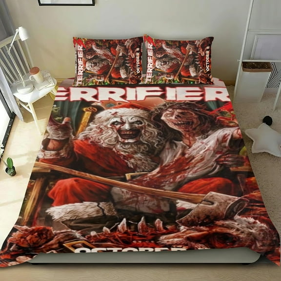 Duvet Cover 3 Piece Bedding Set Terrifier 3 ,Teens Comforter Cover Set Super Soft Duvet Cover with 2 Pillowcase Twin: 68"x86"