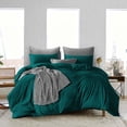 thumbnail image 1 of King/Cal King Size Duvet Covers Egyptian Cotton 600 Thread Count Soft and Smooth All Season Duvet Cover 3 Piece (1 Duvet Cover + 2 Pillow Cases) Teal Solid with Zipper Closure, 1 of 5