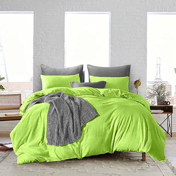 Duvet Cover 3 Piece Egyptian Cotton Cozy & Super Soft 600 TC Solid Duvet Covers with Zipper Closure & Corner Ties Soft Comforter Cover (Twin/Twin XL, Parrot Green )
