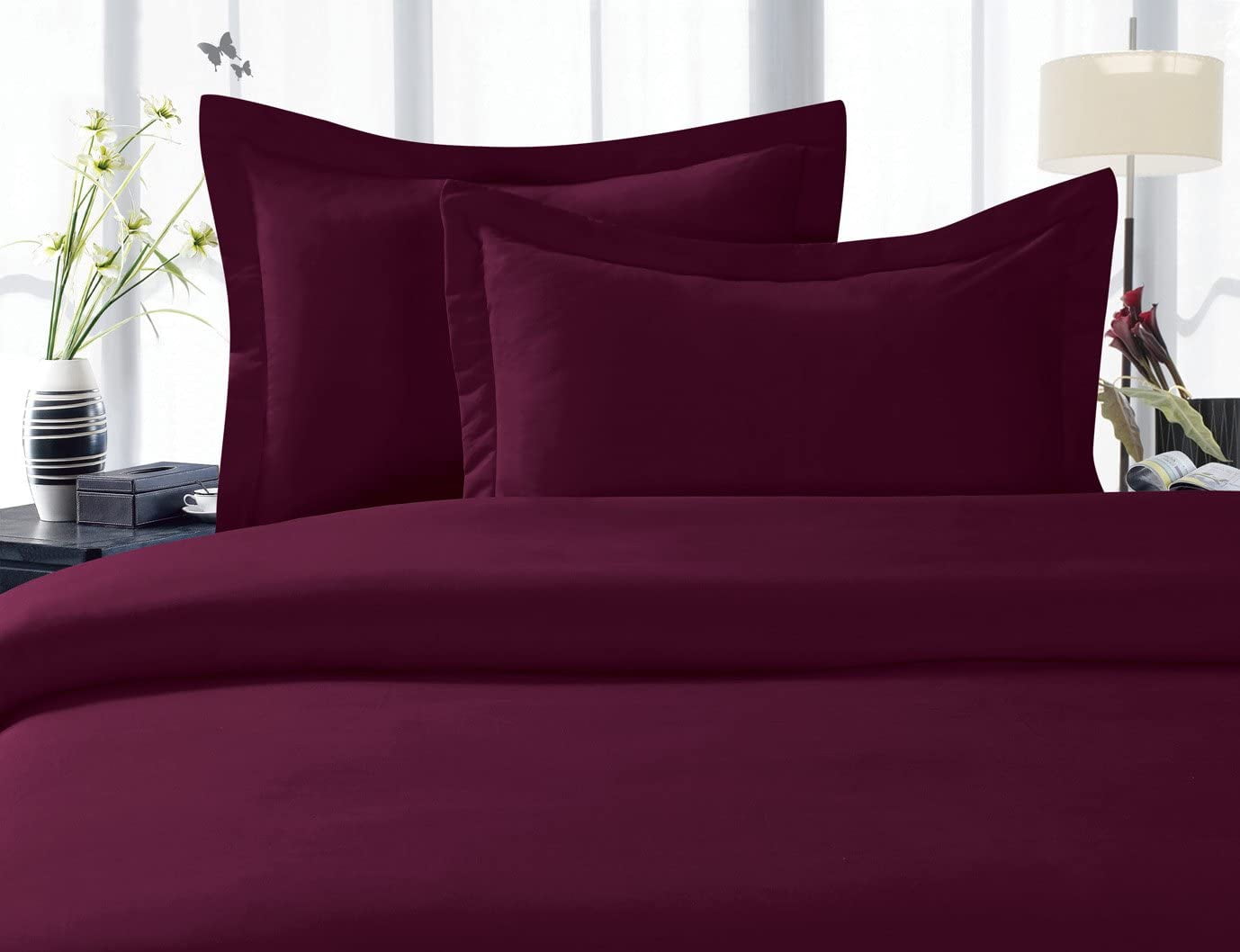 Duvet Cover 3 Piece Set 2 Pillow Shams Full/Queen Eggplant-Purple