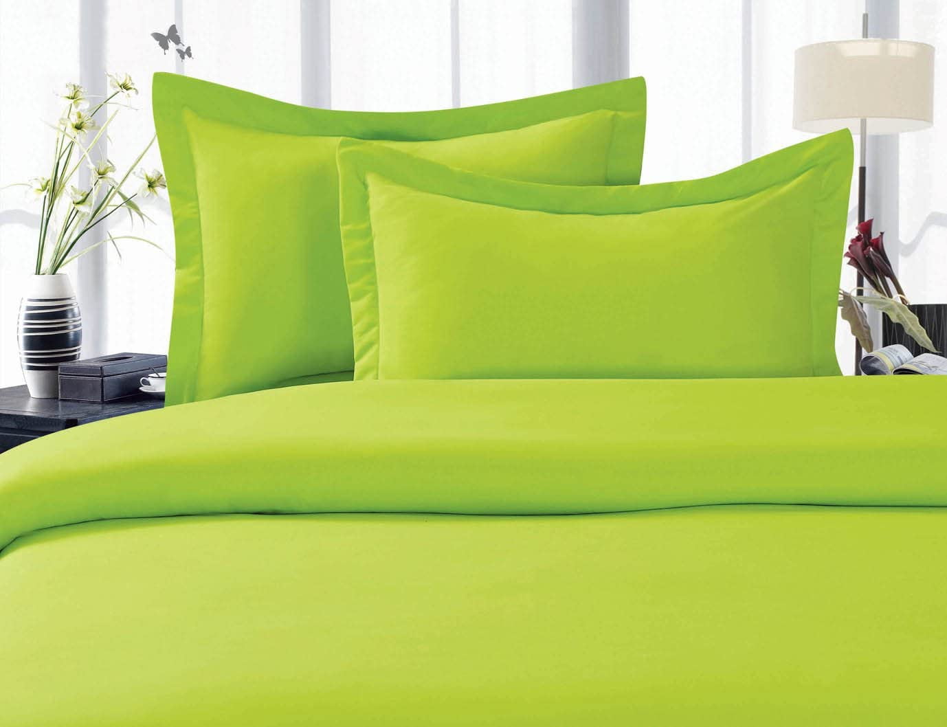 Duvet Cover 3 Piece Set 2 Pillow Shams Full/Queen Lime
