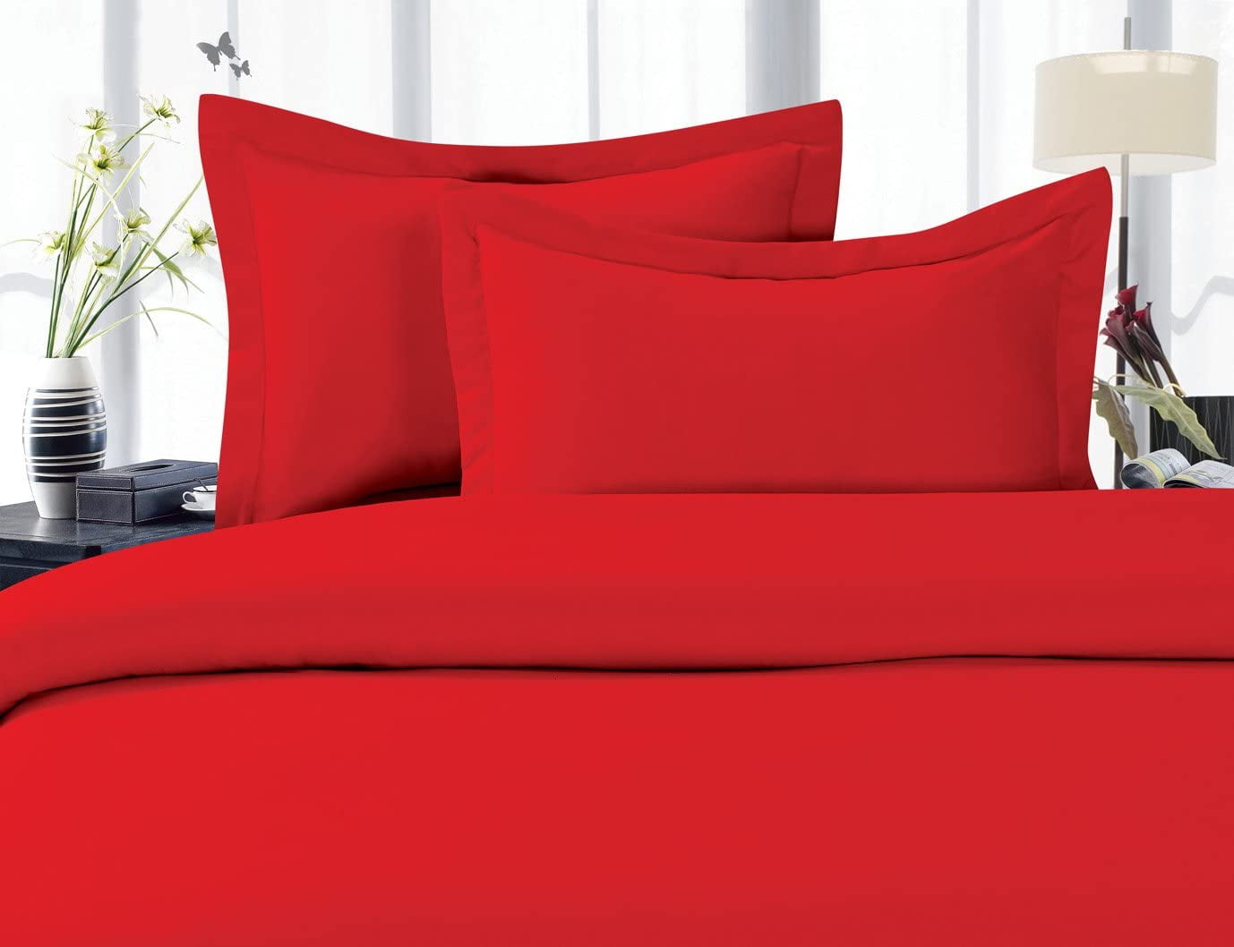 Duvet Cover 3 Piece Set 2 Pillow Shams Full/Queen Red