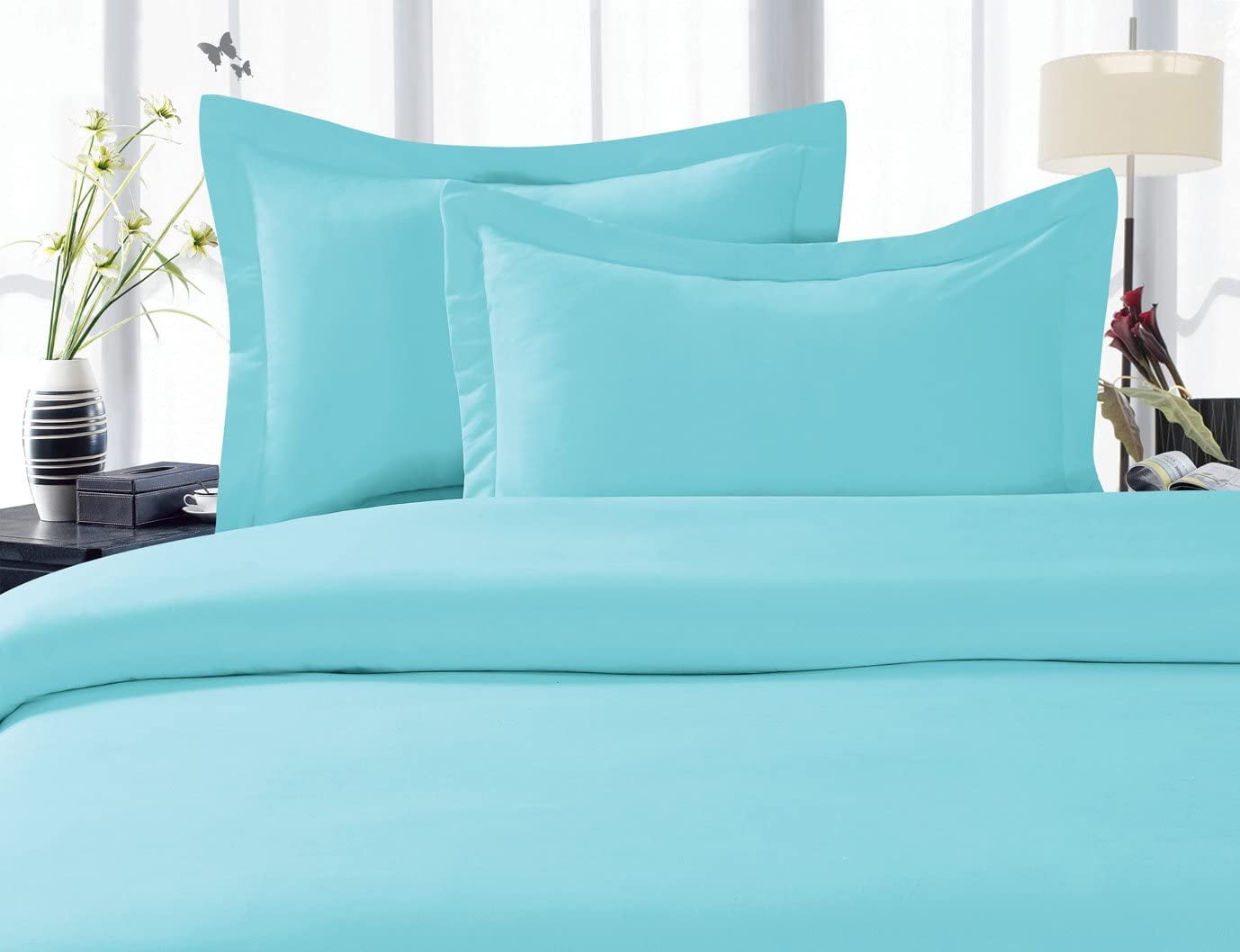 Duvet Cover 3 Piece Set 2 Pillow Shams King/Cali King Aqua