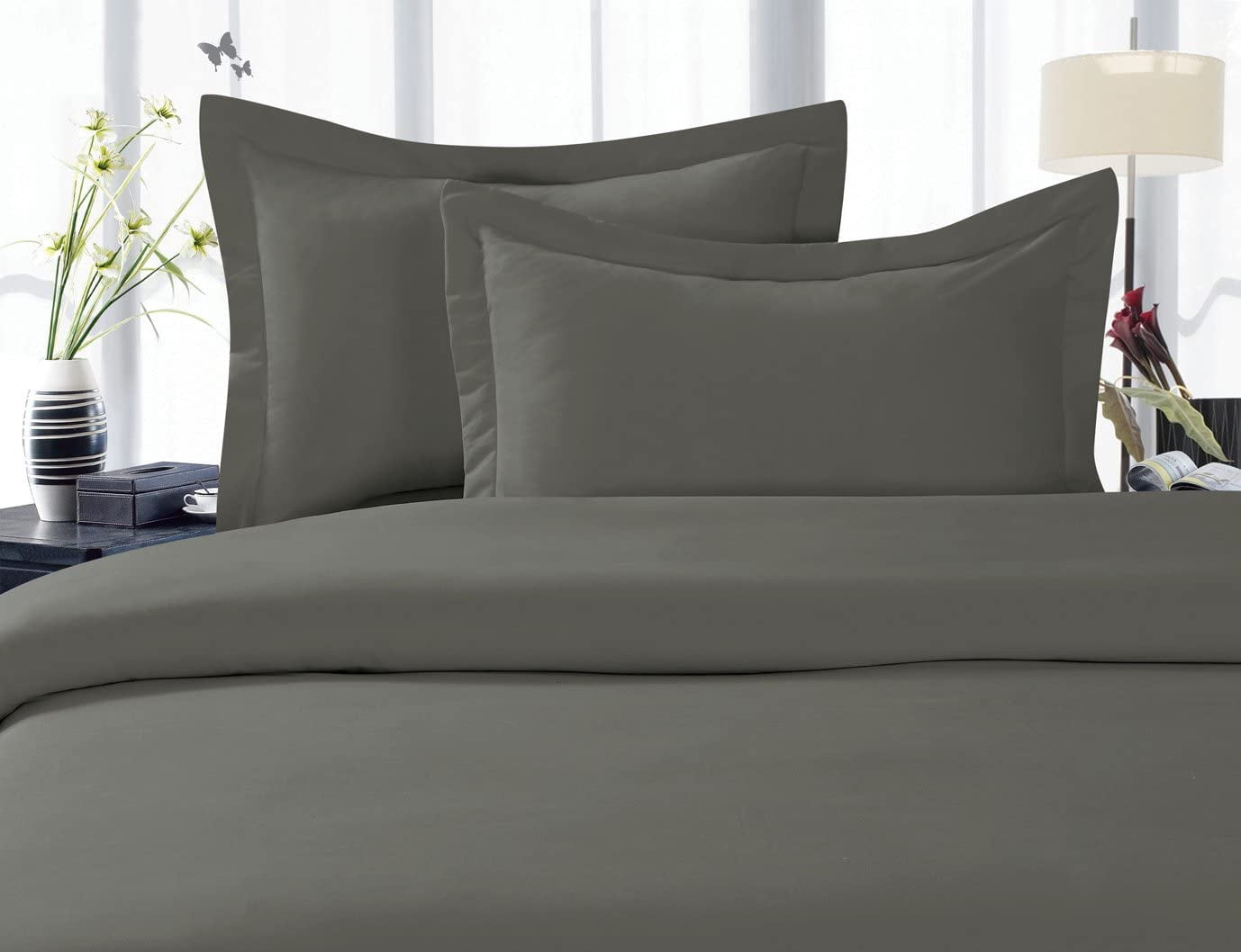 Duvet Cover 3 Piece Set 2 Pillow Shams King/Cali King Grey