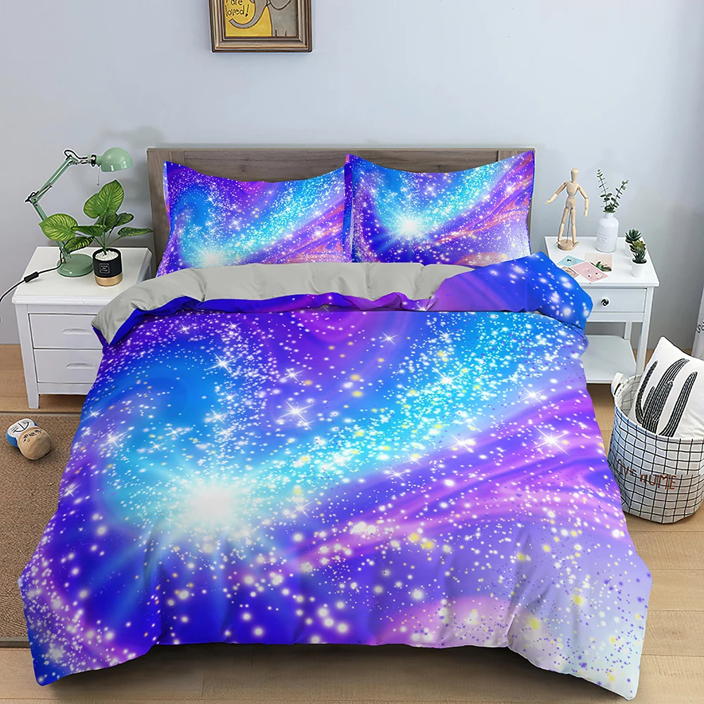 Duvet Cover Colorful Starry Bedding Set Outer Space Comforter Cover Sky ...