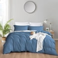 thumbnail image 1 of Duvet Cover Cotton Solid - Soft Cotton Duvet Cover 3 pcs, Includes 1 Duvet Cover Mediterranean Blue 3 pcs, Includes 1 Duvet Cover - Alaskan King (132x120) with Zipper Closure & 2 Pillow Shams,, 1 of 4
