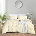 thumbnail image 1 of Duvet Cover Cotton Solid - Soft Cotton Duvet Cover 3 pcs, Includes 1 Duvet Cover Ivory 3 pcs, Includes 1 Duvet Cover - Alaskan King (132x120) with Zipper Closure & 2 Pillow Shams,, 1 of 4