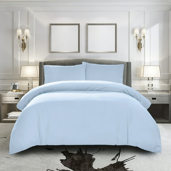 Duvet Cover King [3-Piece, Sky Blue] - 1 Comforter Protector with Zipper Flap and 2 Pillow Shams - Hotel Luxury 1800 Brushed Microfiber - Ultra Soft, Cool and Breathable Comforter Cover