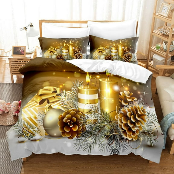 Duvet Cover King Golden Tree Blue White Bedding Set Warm Gifts Room ration Children Kids