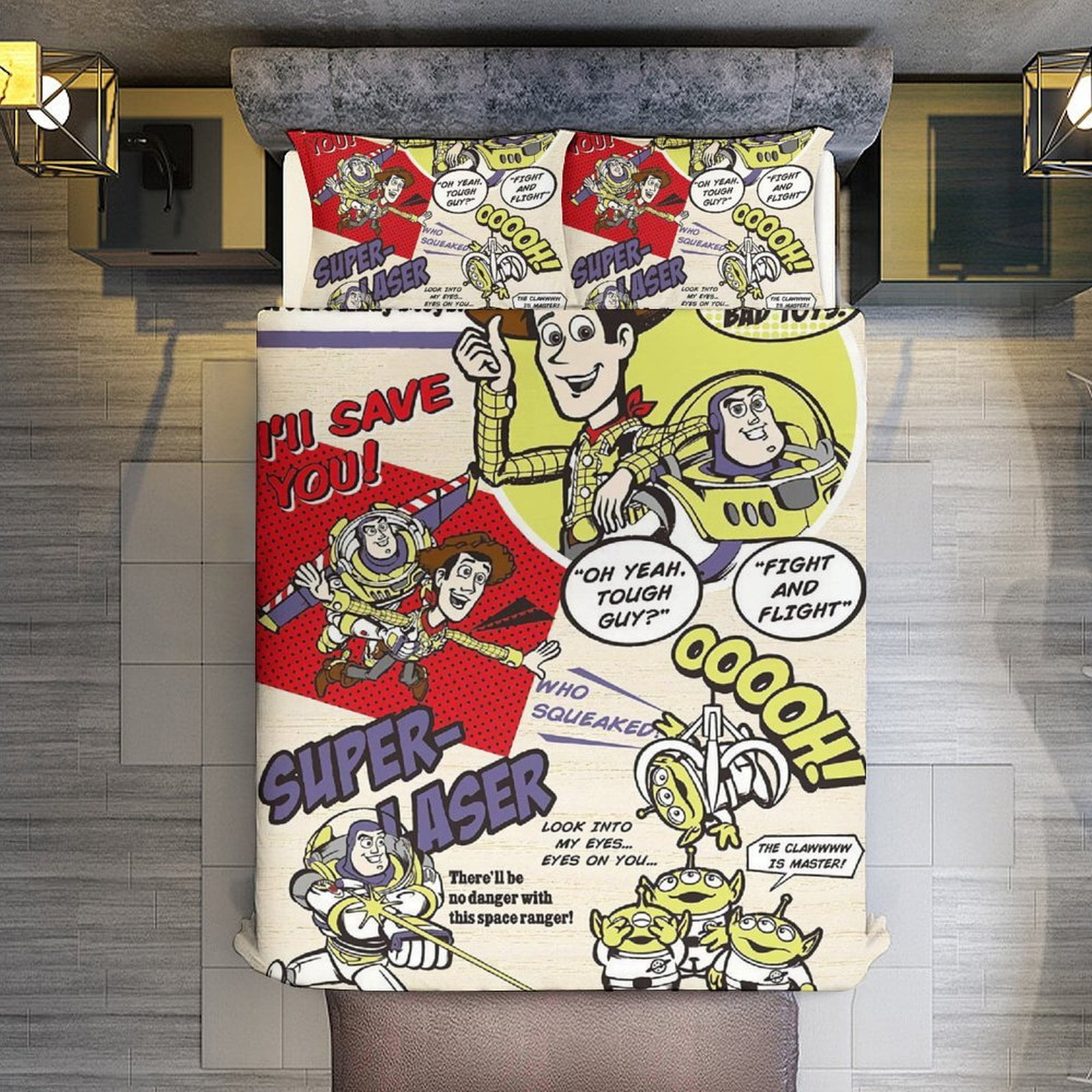 Duvet Cover,Pixar Toy Story Buzz Lightyear Retro Bed Sheets for Boys ...