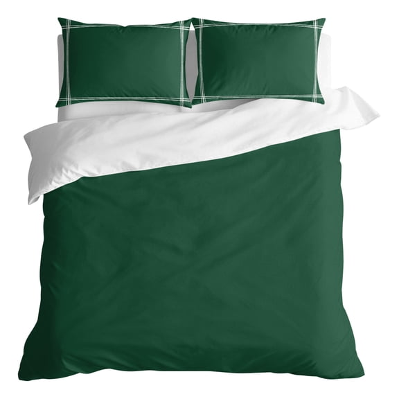 Duvet Cover Queen Size 3 Piece Bedding Set, Dark Hunter Green Soft Breathable Comforter Cover with 2 Pillow Shams, Olive Green Luxury Duvet Covers with Zipper Closure