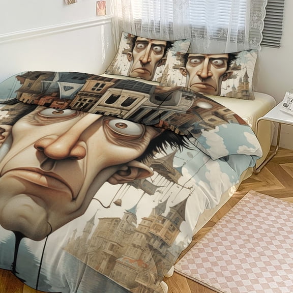 Duvet Cover Queen Size Anime Castle 3 Pcs Duvet Cover Set Bedding Sets Queen Soft Breathable