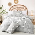 thumbnail image 1 of Duvet Cover Queen Size, Boho Tufted  3 Pieces Microfiber Duvet Covers Set with Zipper Closure, Soft Breathable Floral Bedding Set for All Seasons(Grey, Queen, 90"x90"), 1 of 7