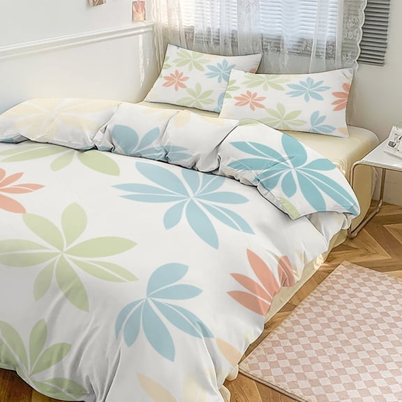 Duvet Cover Queen Size Colorful Floral Bohemia 3 Pcs Duvet Cover Set Bedding Sets Queen Soft Breathable