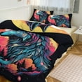 Duvet Cover Queen Size Colorful Lone Wolf 3 Pcs Duvet Cover Set Bedding