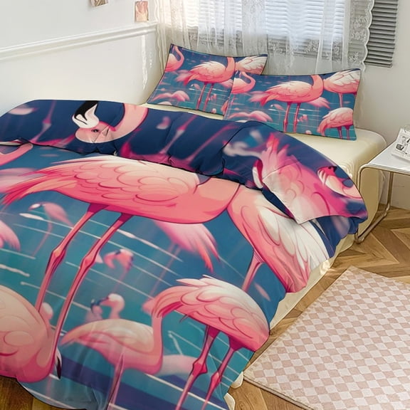 Duvet Cover Queen Size Flamingo 3 Pcs Duvet Cover Set Bedding Sets Queen Soft Breathable
