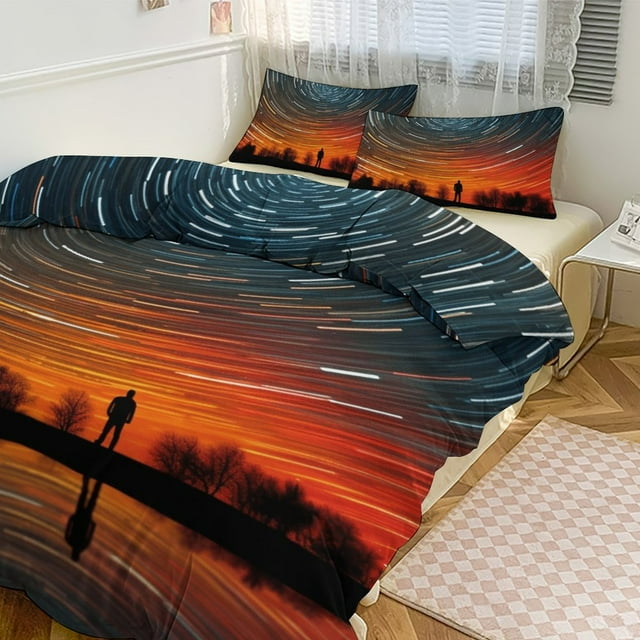 Duvet Cover Queen Size Galaxy Star Outer Space 3 Pcs Duvet Cover Set