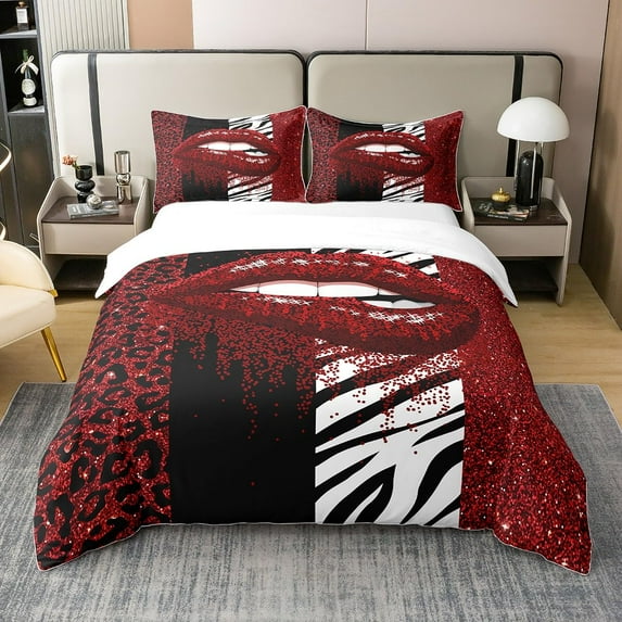 Duvet Cover Red Lips Bedding Set For Kids Women Home Decor Comforter Cover Twin Full King Size Wi
