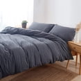 thumbnail image 1 of Duvet Cover Set 100% Cotton Linen Feel Super Soft Comfortable Chic Lightweight 3 PCs Home Bedding Set, 1 of 6