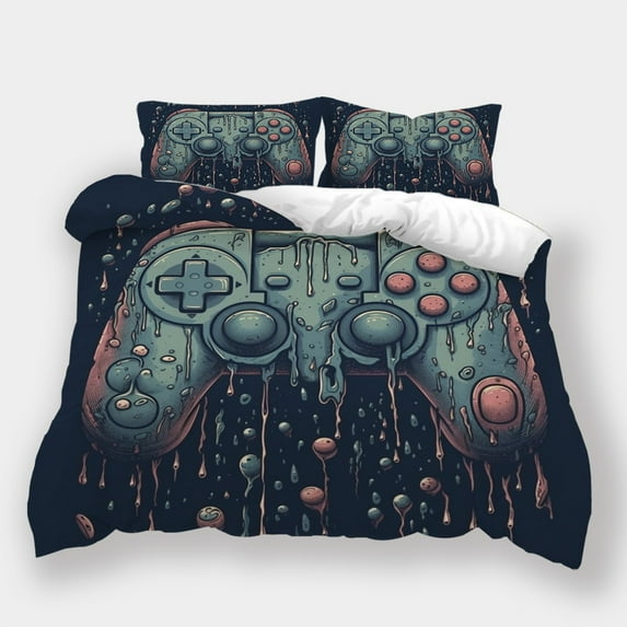 Duvet Cover Set 2/3pcs Game Handle Printed Bedding Set Gamer Cool Home Dormitory Bedspreads,California King (98"x104")