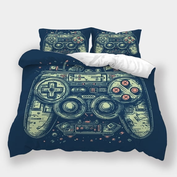Duvet Cover Set 2/3pcs Game Handle Printed Bedding Set Gamer Cool Home Dormitory Bedspreads,Full (80"x90")