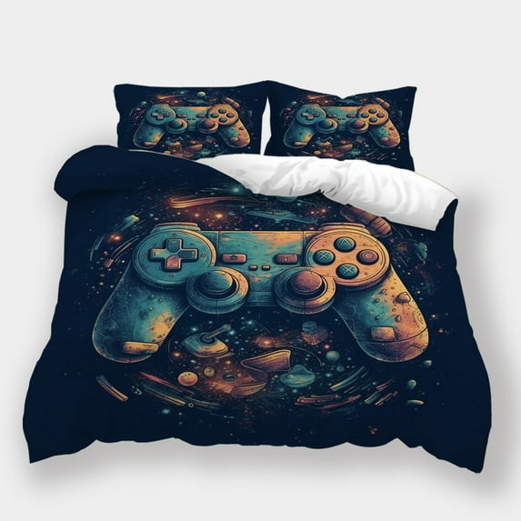 Duvet Cover Set 2/3pcs Game Handle Printed Bedding Set Gamer Cool Home Dormitory Bedspreads,Twin (68"x86")