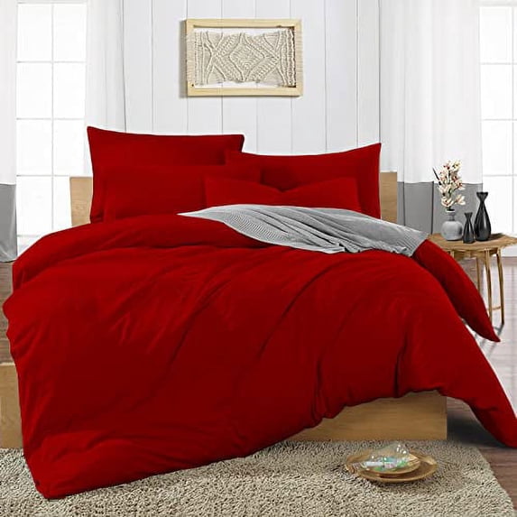 Duvet Cover Set 3 Piece, 100% Egyptian Cotton Extra Soft & 400 Thread Count, Zipper Closure and Quilts Cover Set, Cool and Breatheable Bedding Sets Burgundy Solid, Over Sized King plus Size.