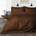 thumbnail image 1 of Duvet Cover Set 5 Piece -100% Egyptian Cotton, 1 Duvet Cover with Hidden Zipper Closure and 4 Pillow Cover, 600 Thread Count Comforter Cover-Breathable-Chocolate Stripe, Full Size, 1 of 5