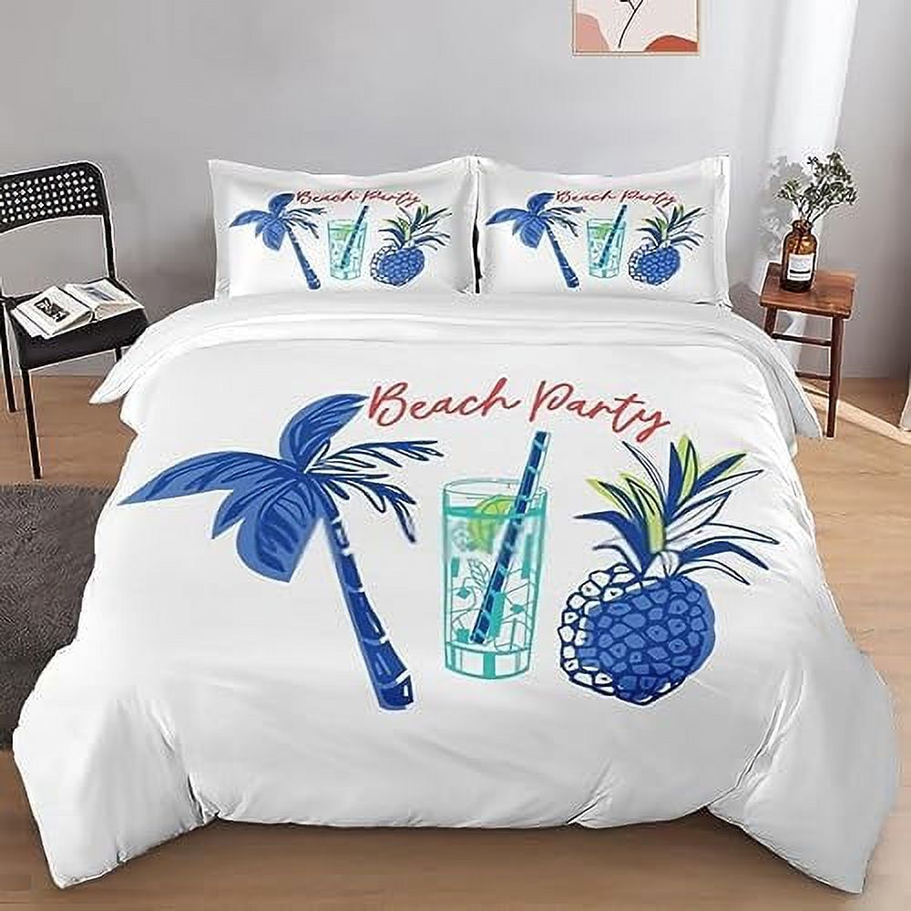 Duvet Cover Set Beach Summer Palm Tree Bedding Set for Kids and Adults
