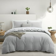 Bonlino Farmhouse 3-Pieces Light Gray Duvet Bedding Sets, King