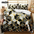 thumbnail image 1 of Duvet Cover Set Black White Gold Abstract Texture Printed Black White Double King Size Polyester, 1 of 5