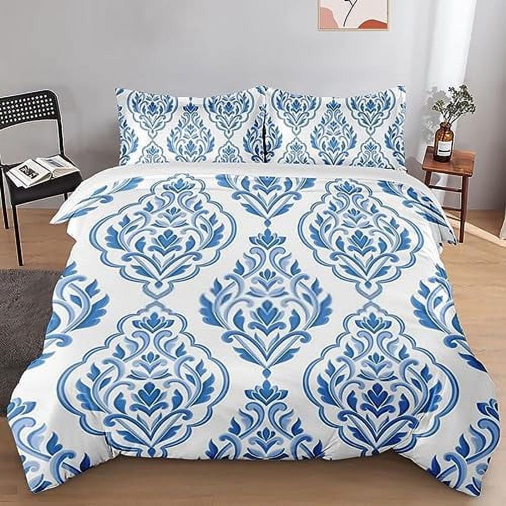 Duvet Cover Set Blue Vintage Paisley Turkish Bedding Set for Kids and