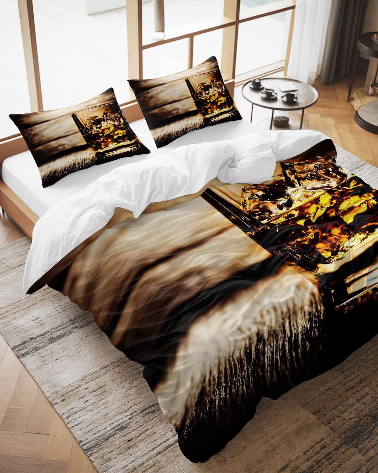 Duvet Cover Set California King Size Whisky Glass Cups Comforter Sets 3 ...