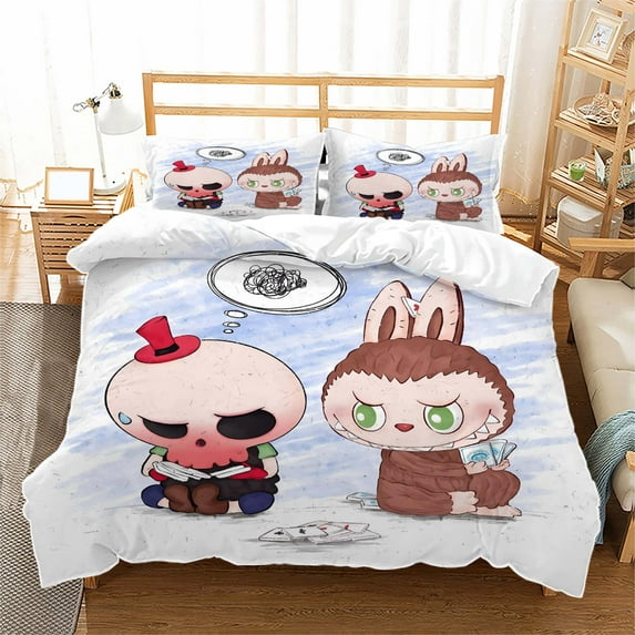 Duvet Cover Set, Cartoon Bedding Set for Girls Boys, 1 Quilt Cover + 2 Pillowcases Cover Set