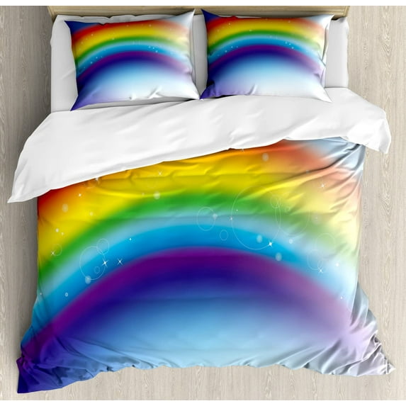 Duvet Cover Set Colorful Abstract Geometric Pattern with Triangle Polygon and Other Shapes Bedding