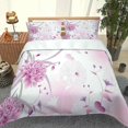 Duvet Cover Set Double Bed 3Pcs 3D Printed Pink Peony Flower Pattern