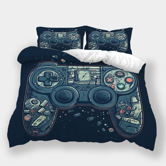 Duvet Cover Set Game Controller Printed Quilt Cover Pillowcase Teenager Hot Sale Bedroom Decor,California King (98"x104")